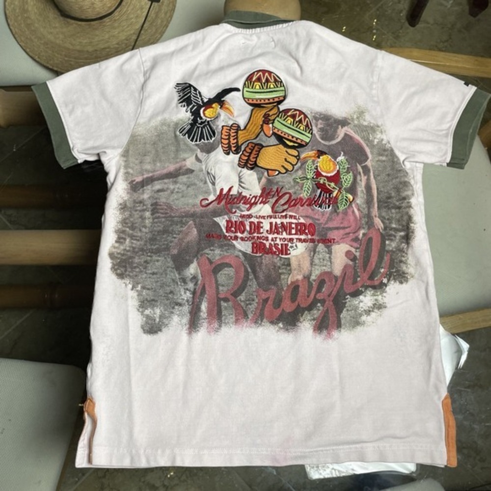 AKOO Rio Brazil Polo‎ Shirt L – Streetwear Carnival Vibes Embroidered Graphic